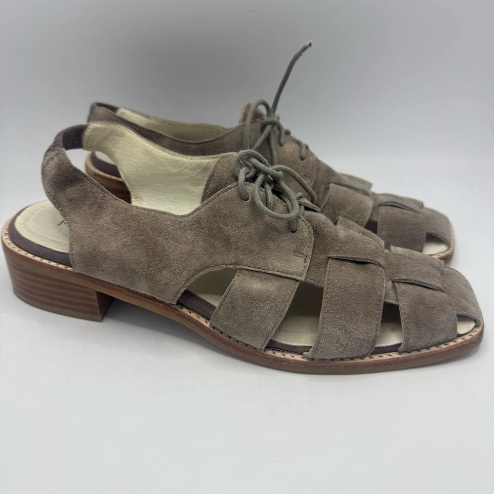 Jeffrey Campbell Gustave Suede Sandals Size 10 Gray Shoes fisherman style